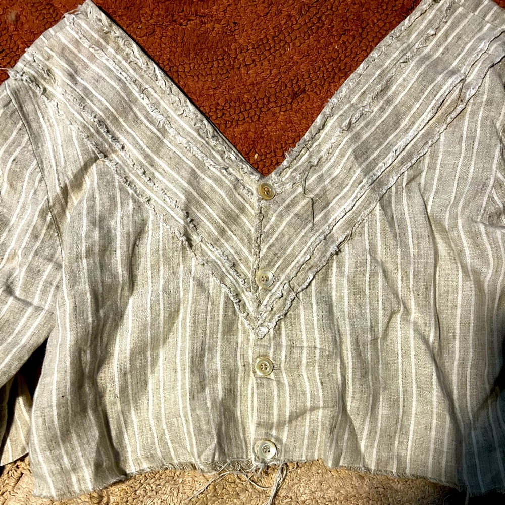 Boho button up crop top sz L - Picture 4 of 4